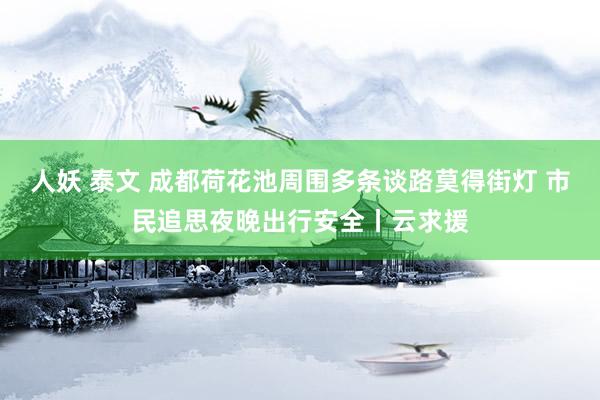 人妖 泰文 成都荷花池周围多条谈路莫得街灯 市民追思夜晚出行安全丨云求援