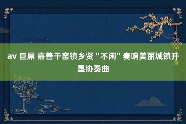 av 巨屌 嘉善干窑镇乡贤“不闲”奏响美丽城镇开垦协奏曲
