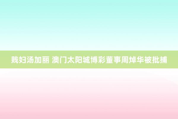 贱妇汤加丽 澳门太阳城博彩董事周焯华被批捕