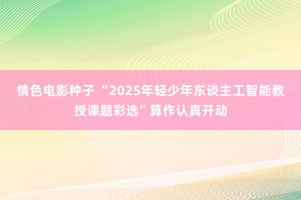 情色电影种子 “2025年轻少年东谈主工智能教授课题彩选”算作认真开动