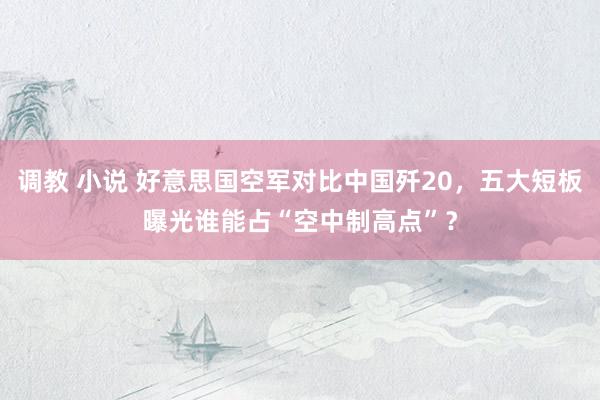 调教 小说 好意思国空军对比中国歼20，五大短板曝光谁能占“空中制高点”？