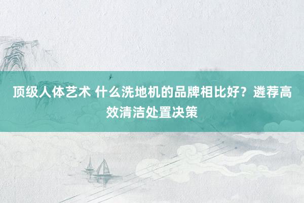 顶级人体艺术 什么洗地机的品牌相比好？遴荐高效清洁处置决策