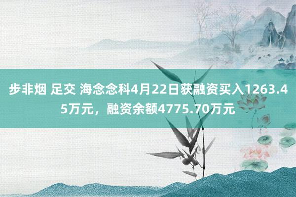 步非烟 足交 海念念科4月22日获融资买入1263.45万元，融资余额4775.70万元
