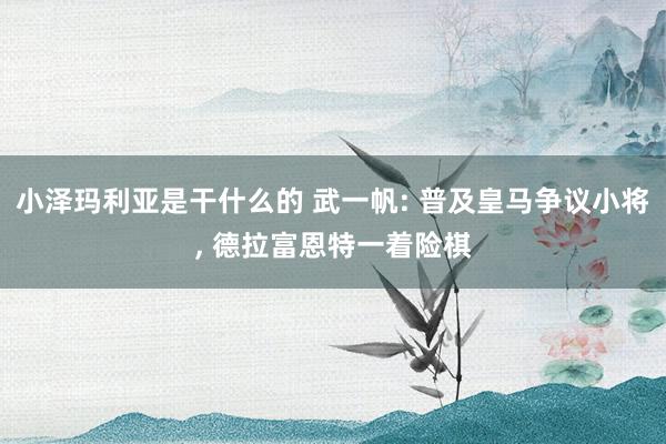 小泽玛利亚是干什么的 武一帆: 普及皇马争议小将, 德拉富恩特一着险棋