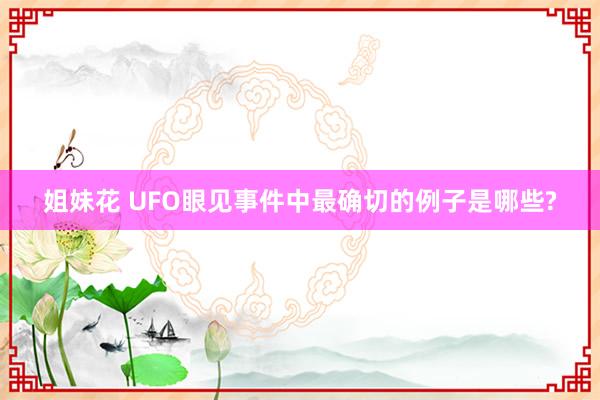 姐妹花 UFO眼见事件中最确切的例子是哪些?