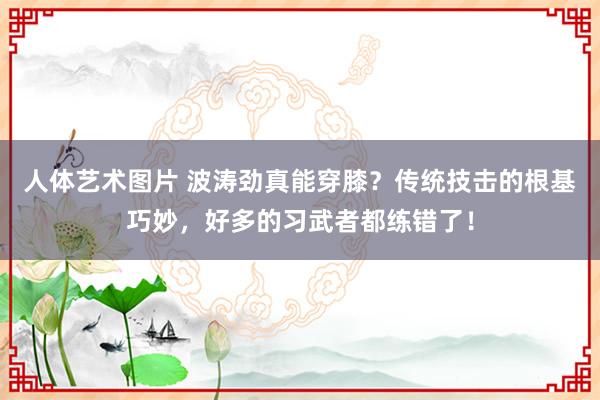 人体艺术图片 波涛劲真能穿膝？传统技击的根基巧妙，好多的习武者都练错了！