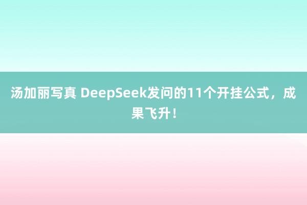 汤加丽写真 DeepSeek发问的11个开挂公式，成果飞升！